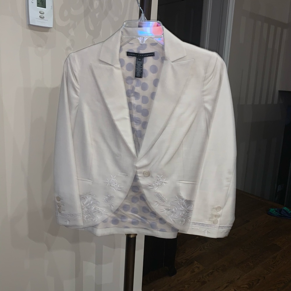 Robert Rodriguez Cropped Lace Trimming Blazer
